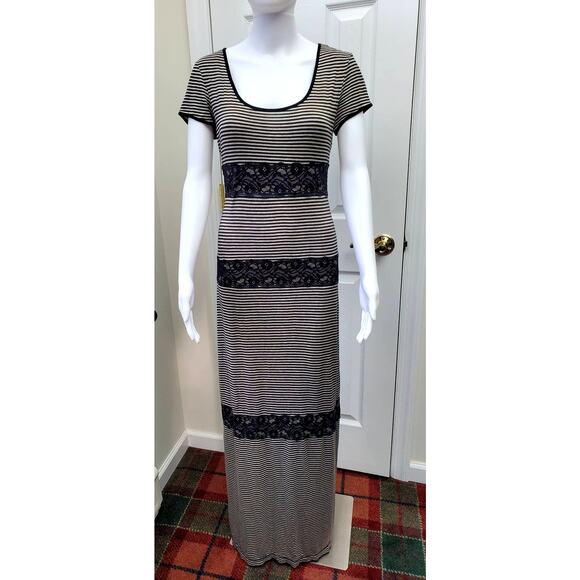 Max Studio Striped Lace Maxi Dress Summer Outdoor Cocktail Party Casual Friday - Picture 1 of 11